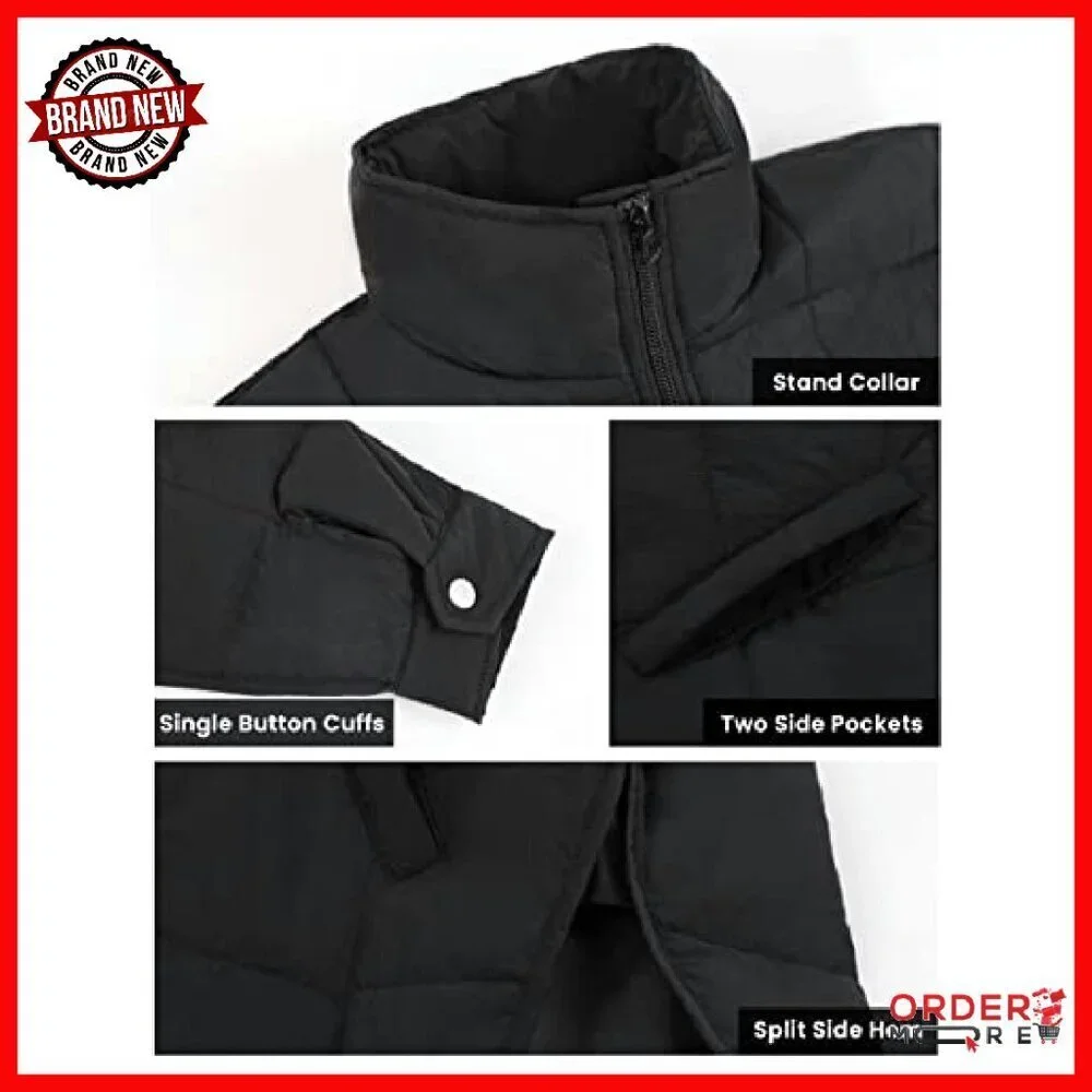 Oversized Quilted Puffer Jacket Lightweight Casual Boyfriend Style - Picture 7 of 8